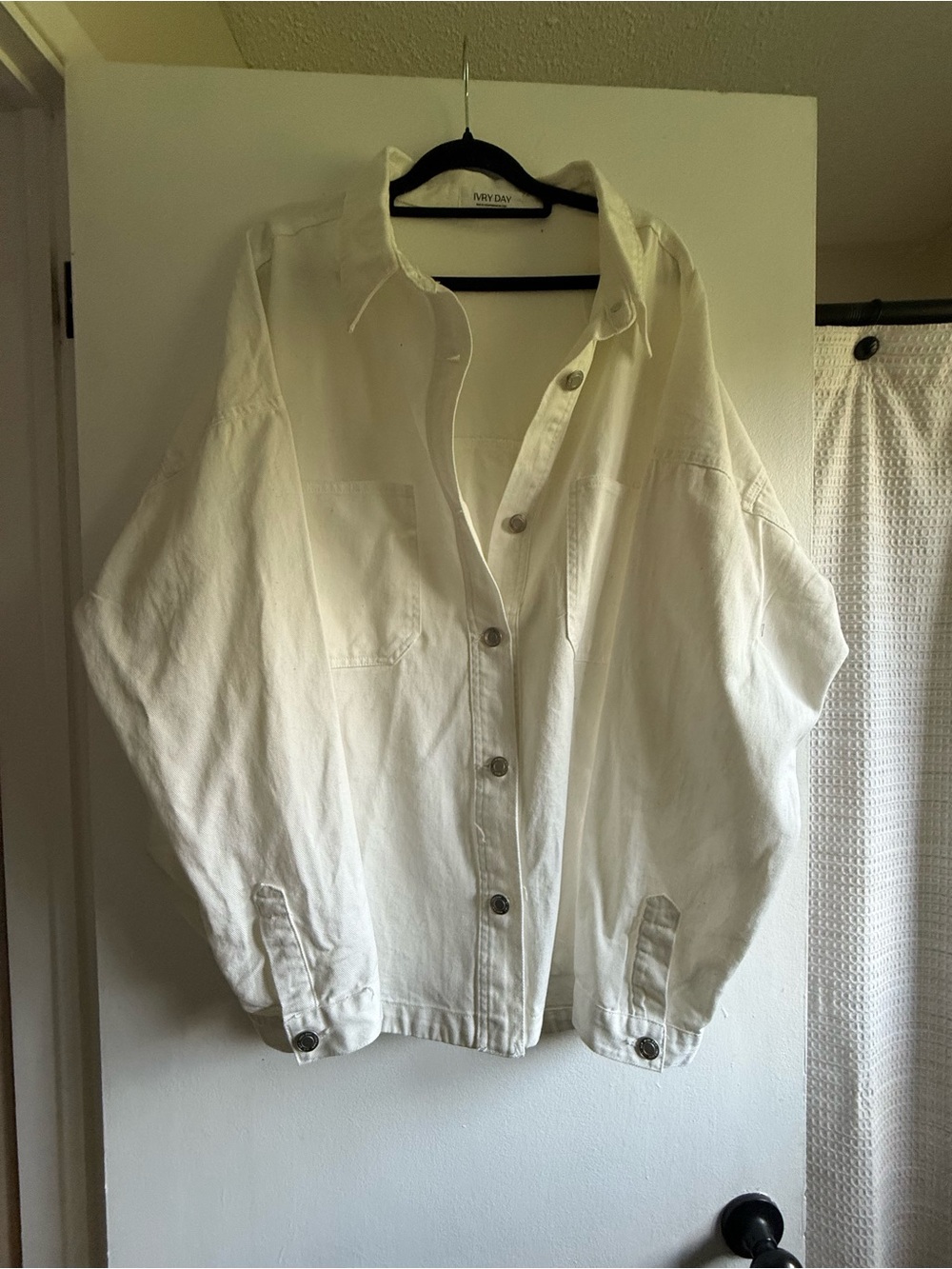 White Oversized Button-Front Jacket/Over Shirt